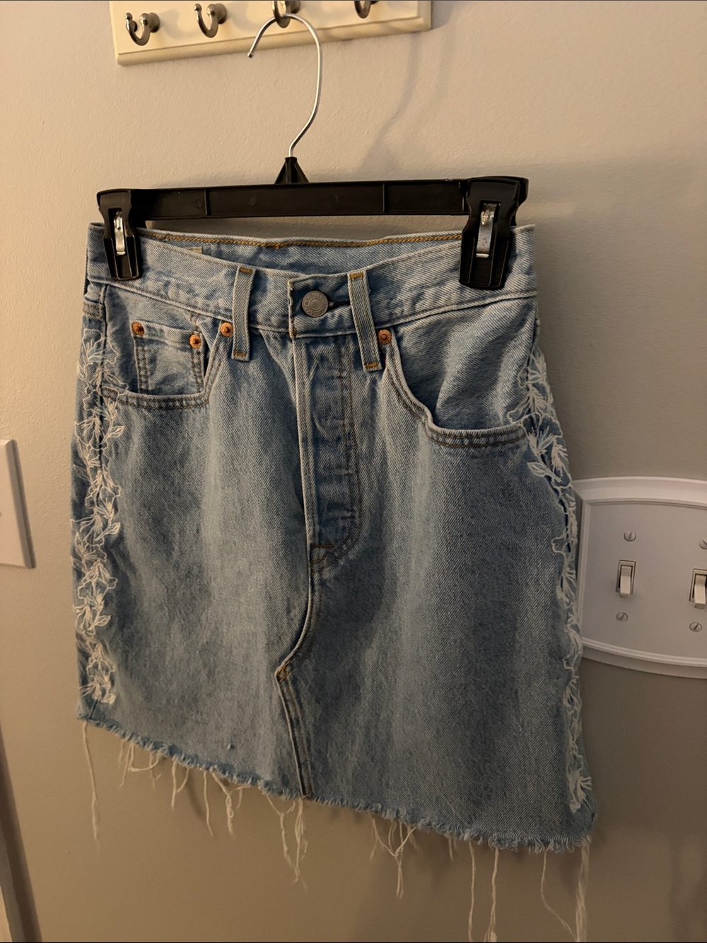 Levi's Light Wash Denim Mini Skirt with Embroidery